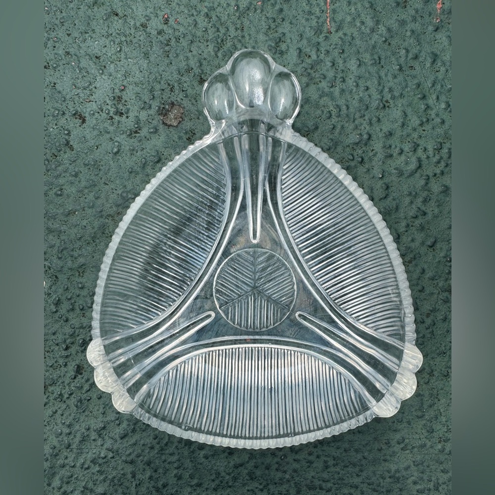 1940s Art Deco Milky White Hazel Atlas Glass  Candy Dish